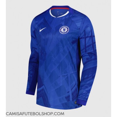 Camisa de time de futebol Chelsea Replicas 1º Equipamento 2025-26 Manga Comprida Camisa de time de futebol Chelsea Replicas 1º Equipamento 2025-26 Manga Comprida
